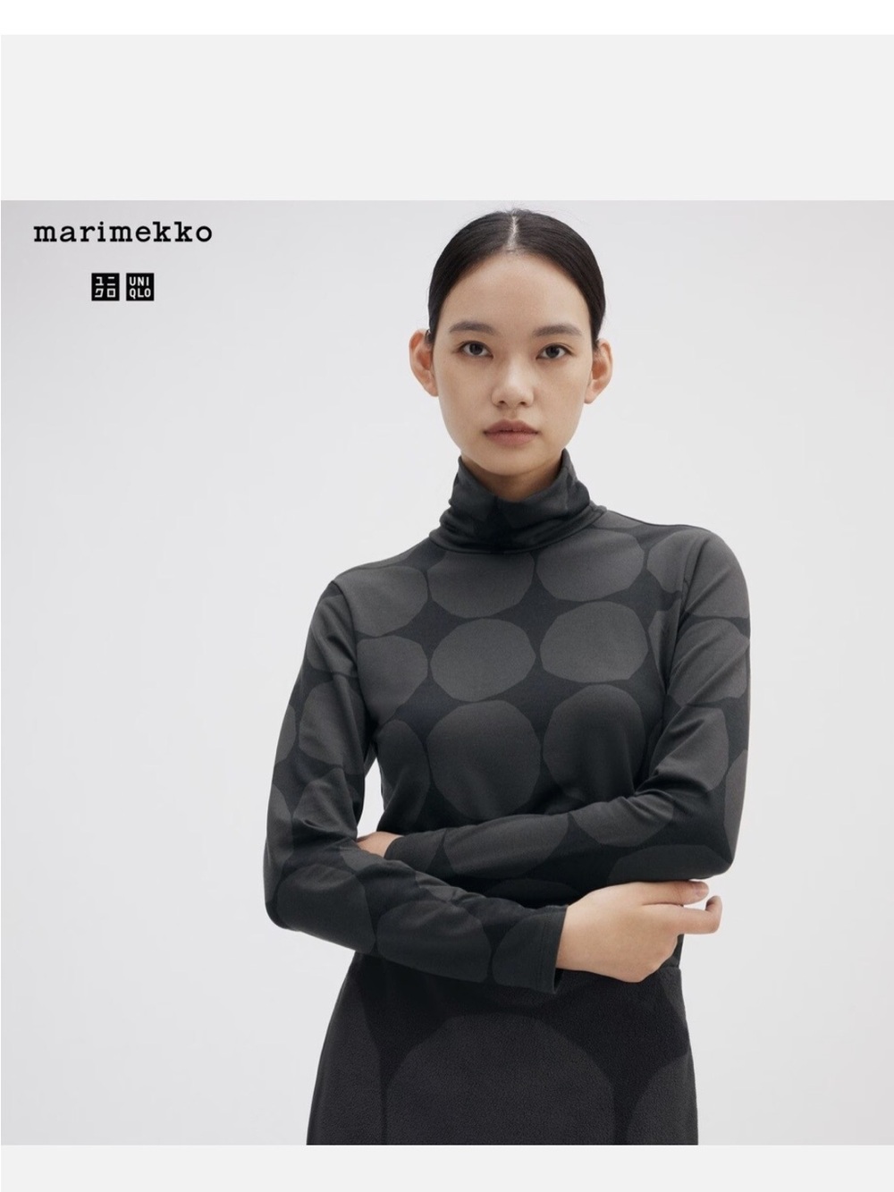 Marimekko for Uniqlo Dark Gray Turtleneck with Dot Pattern